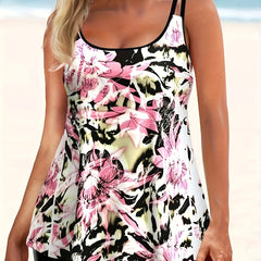 Floral Print Plus Size Tankini Set