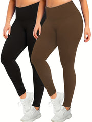 2 Pack Plus Size Sports Leggings High Rise Yoga Leggings Set
