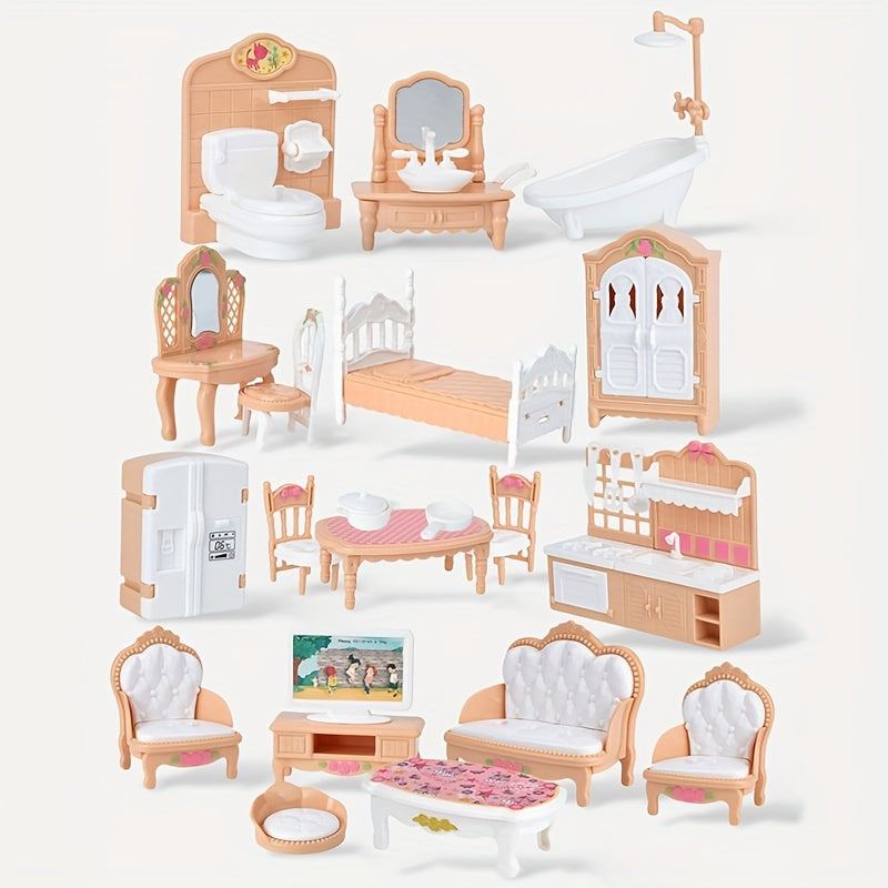 Dollhouse Furniture Playset Kitchen Living Room Bedroom Bathroom Assorted Styles