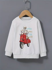COFFEE BEFORE RIDING Halloween Style Kid's Sweatshirt