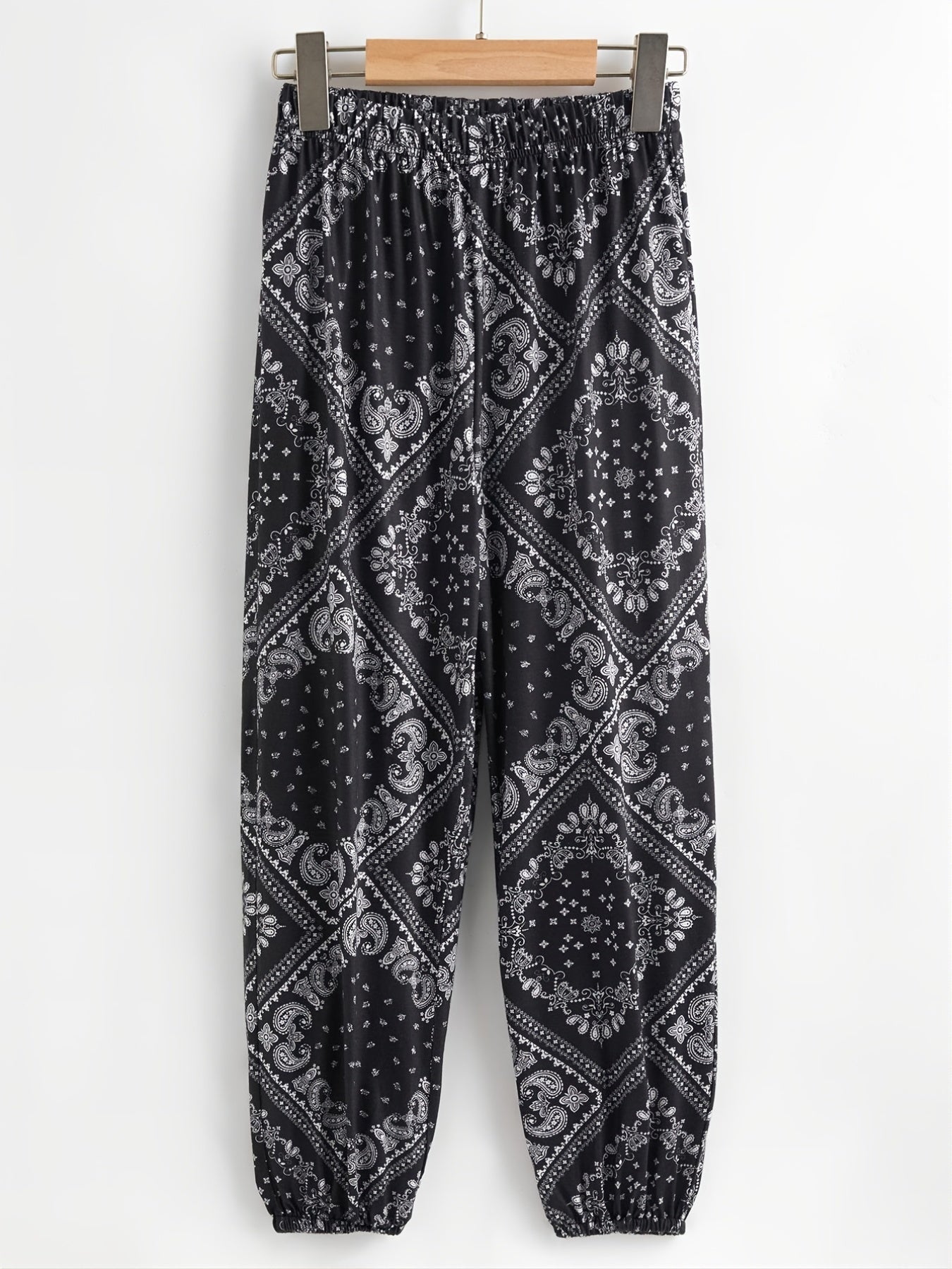 Girls Geometric Pattern Jogger Pants Elastic Waist