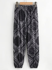 Girls Geometric Pattern Jogger Pants Elastic Waist