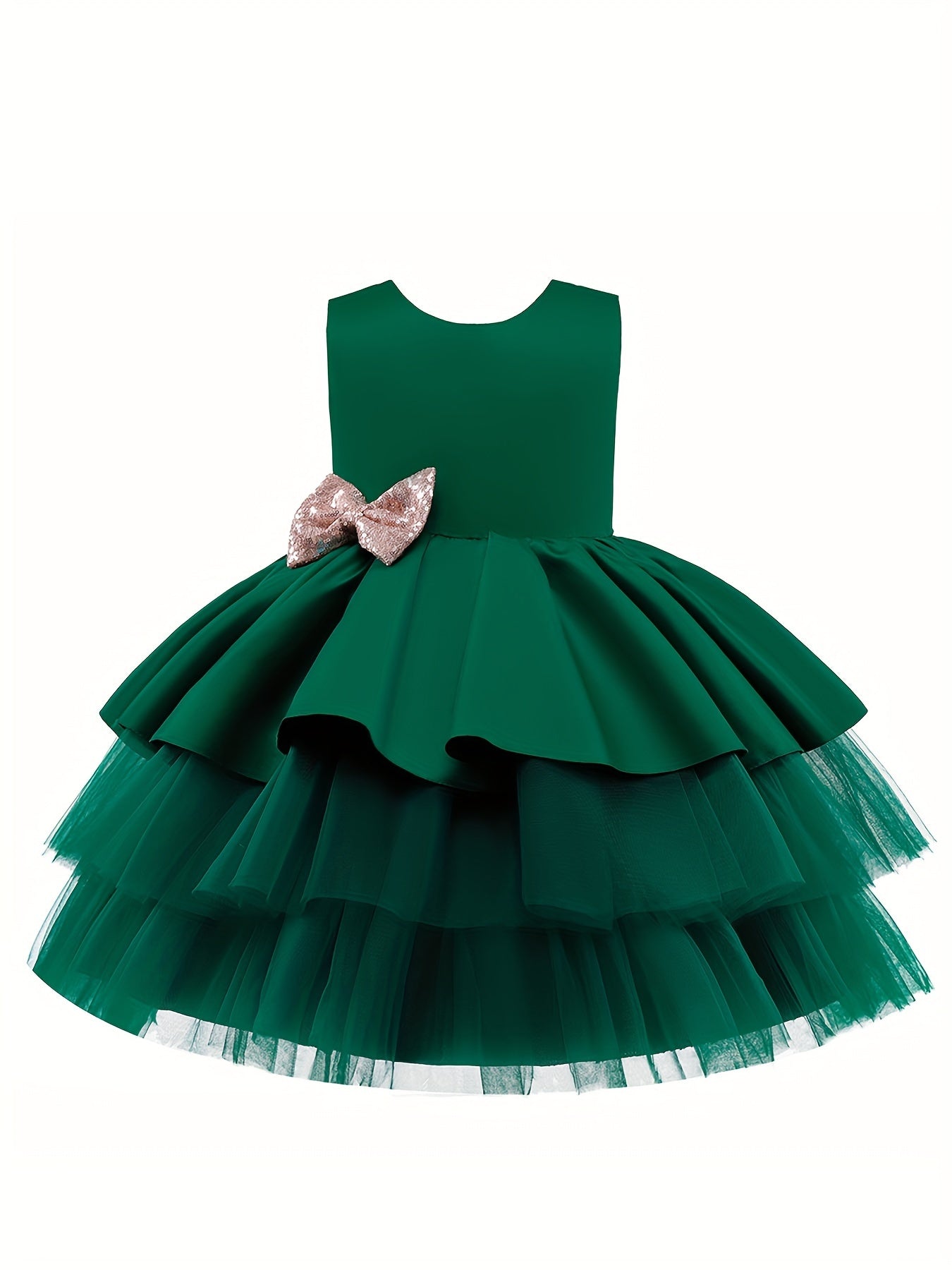 Baby Girl Sleeveless Mesh Gown with Bowknot