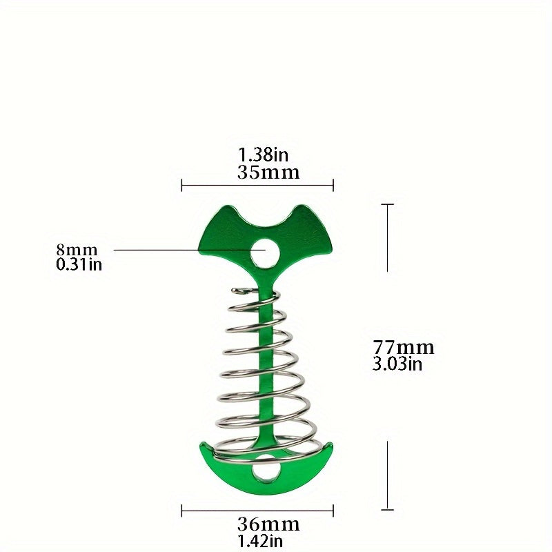 Aluminium Fishbone Deck Anchor Pegs with Carabiners & Tent Stakes