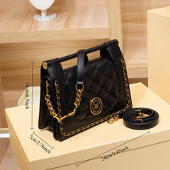Grid Pattern Women's Handbag with Shoulder Strap & Magnetic Closure