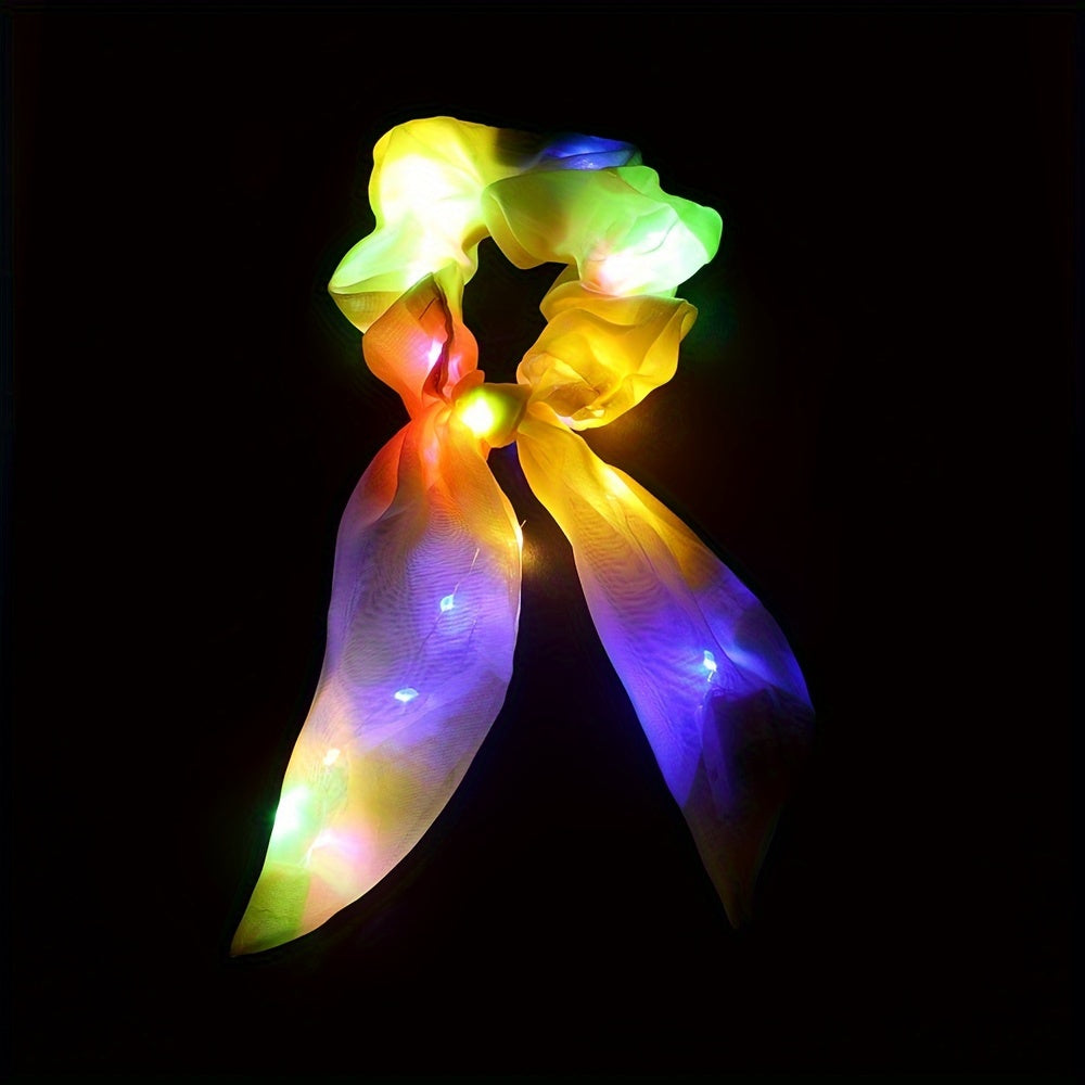 LED Luminous Hair Bands Scrunchies Women Headwear Hair Rope Wrist Band