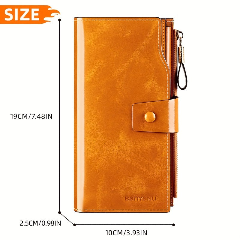 Women's Vintage Style Long Leather Wallet Classic Solid Wallet