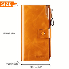 Women's Vintage Style Long Leather Wallet Classic Solid Wallet