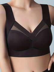 3pcs Contrast Mesh Wireless Bras Full Coverage Comfy & Breathable