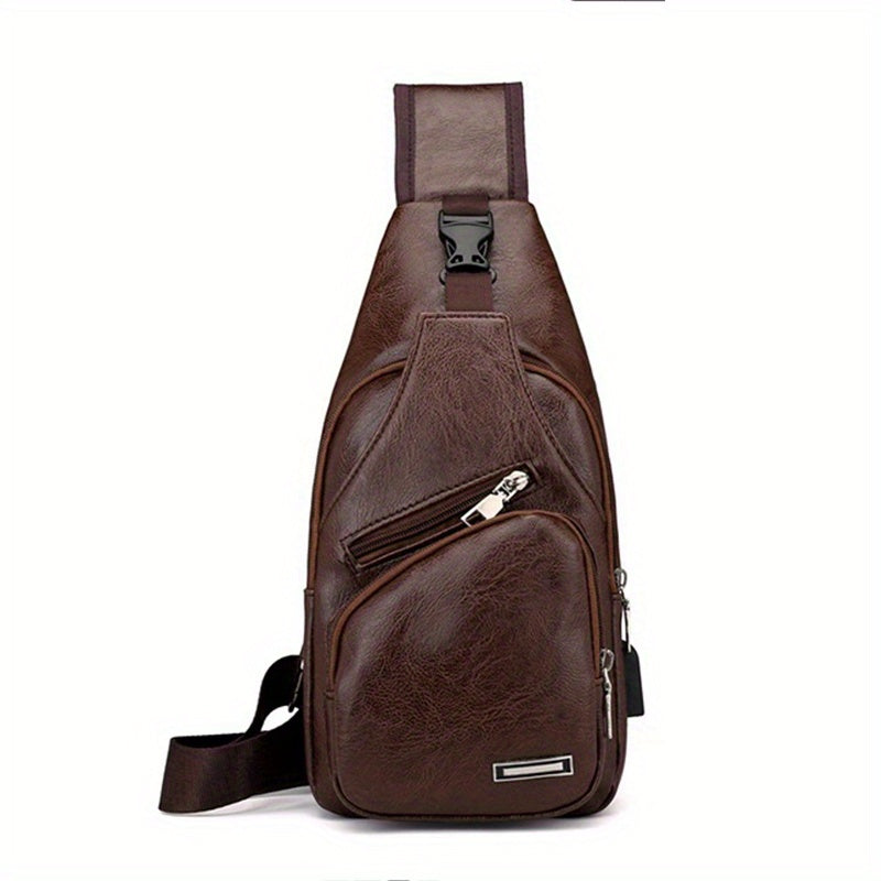 Casual Men's Shoulder Bag USB Chest Bag