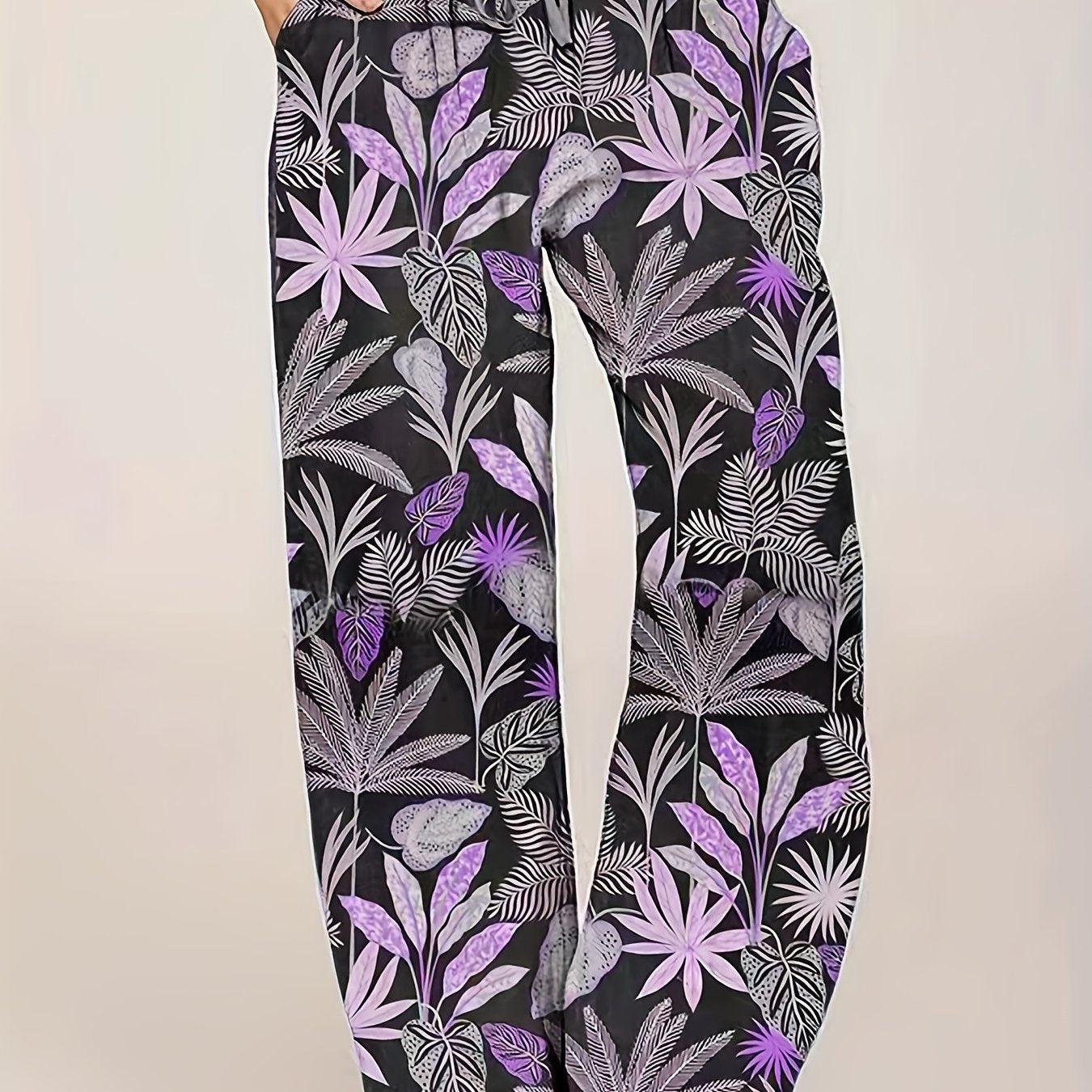 Floral Print Drawstring Loose Pants