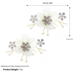 Fabric Flower Rhinestone Shoe Buckles for Women