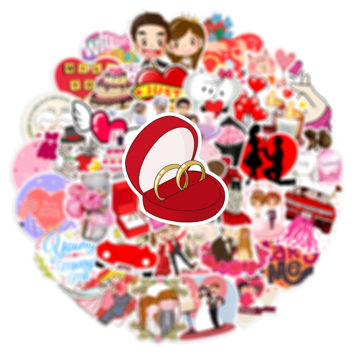 50Pcs Wedding Doodle Stickers Vinyl Waterproof Stickers for Favors