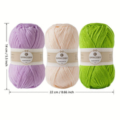 3pcs Mixed Set Crochet Yarn 4 Layers 100 Acrylic Yarn Easy To See Stitch