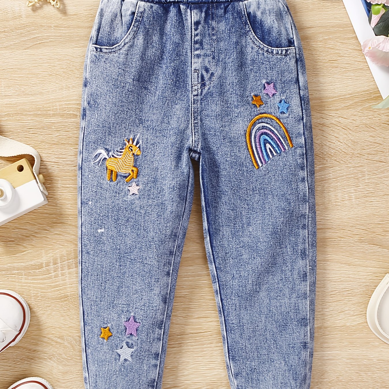 Toddler Girls' Unicorn Rainbow Stars Jeans