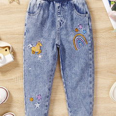 Toddler Girls' Unicorn Rainbow Stars Jeans