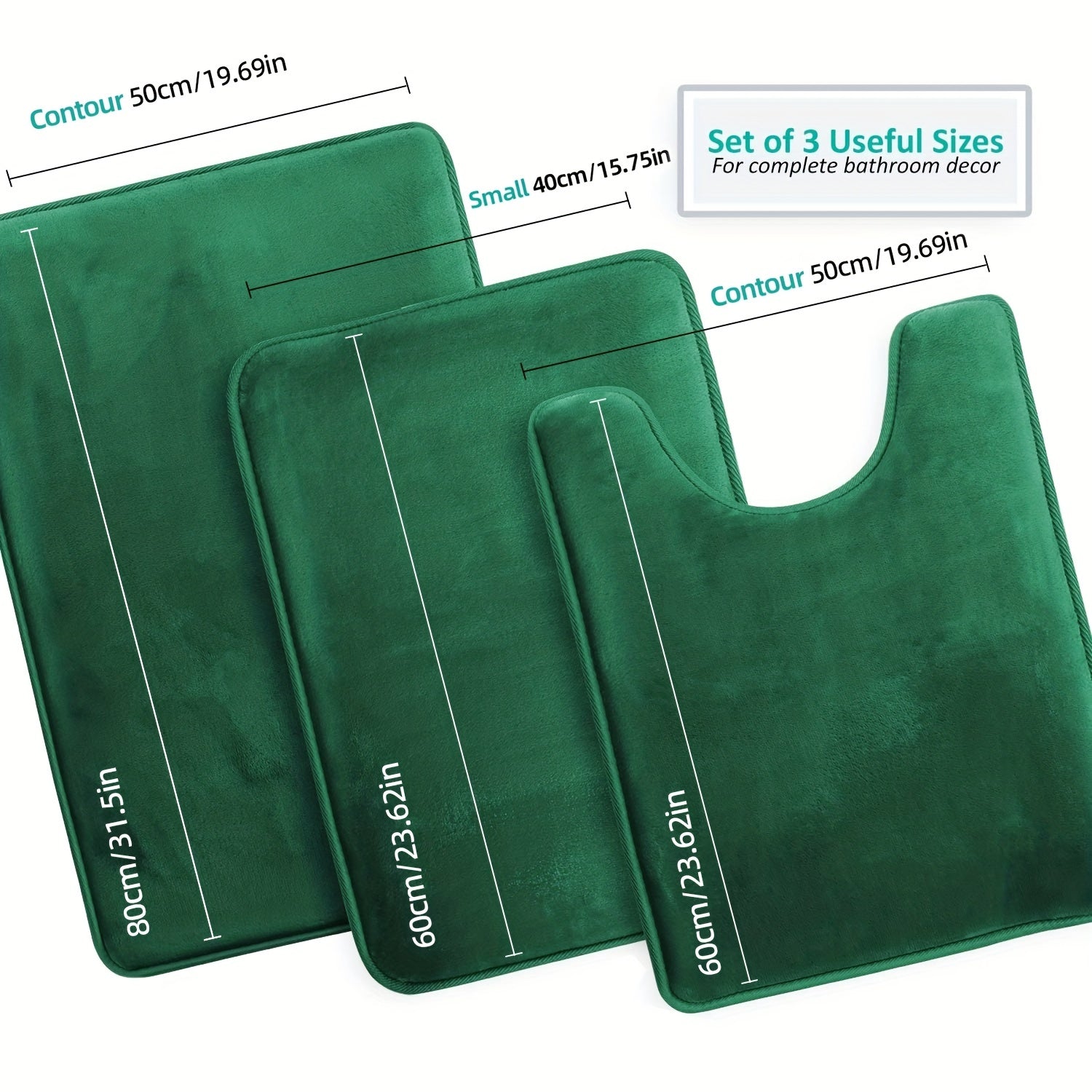 3pcs Memory Foam Bath Rug Set Plush Bath Mats Non Slip