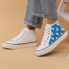 Christmas Snowman Print Canvas High Top Sneakers