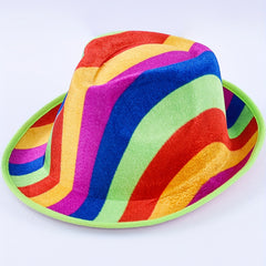 Rainbow Pride Fedora Cap Short Brim Felt Hat LGBT Jazz Hats