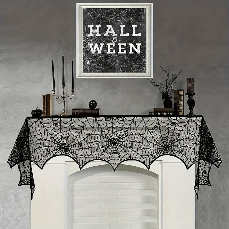 Halloween Lace Spider Web Tablecloth Flag Decoration
