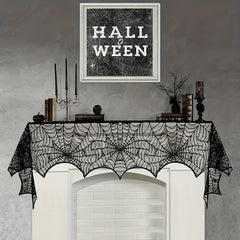 Halloween Lace Spider Web Tablecloth Flag Decoration