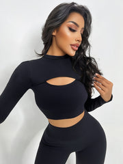2pcs Yoga Sets High Waist Seamless Leggings & Cropped Long Sleeve T-shirts