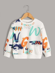 Boys Crew Neck Sweatshirt Alphabet Print
