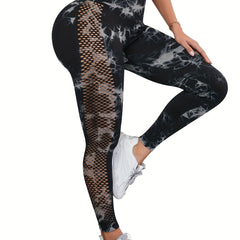 Tie Dye High Stretch Yoga Leggings High Waist Hollow Out Pants