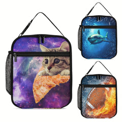 Football Ball Fire Lunch Bag Insulated Lunch Box Bag Waterproof Shark Lunch Tote