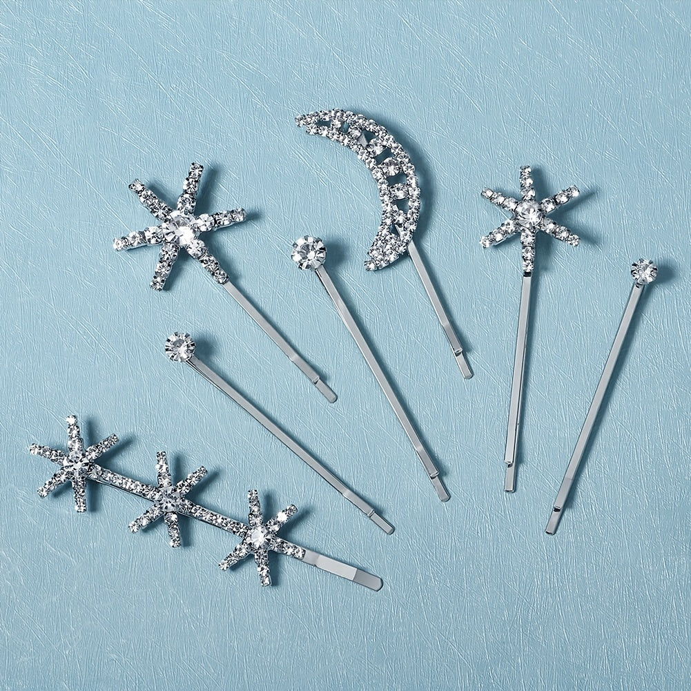 Crystal Hair Pins Metal Rhinestone Hair Bands 7pcs