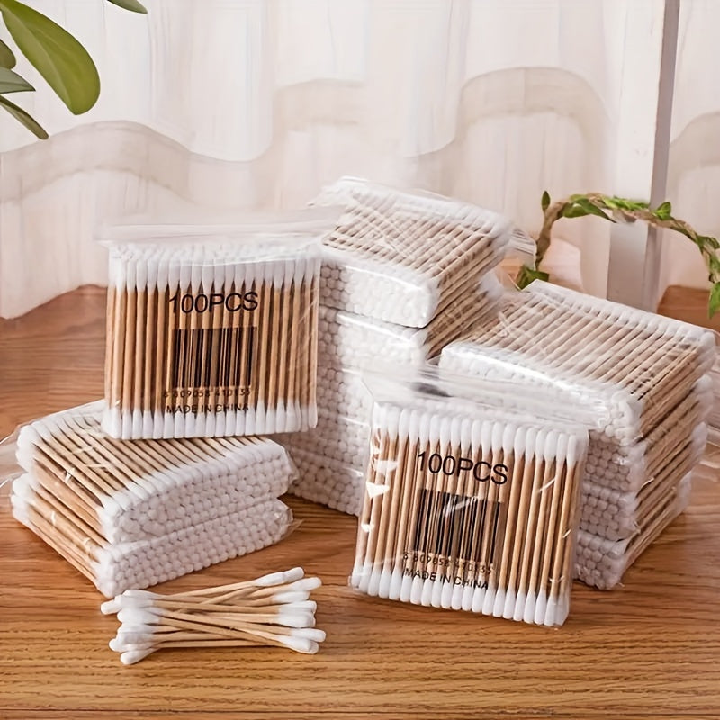 100pcs Double-Headed Disposable Ear Swabs