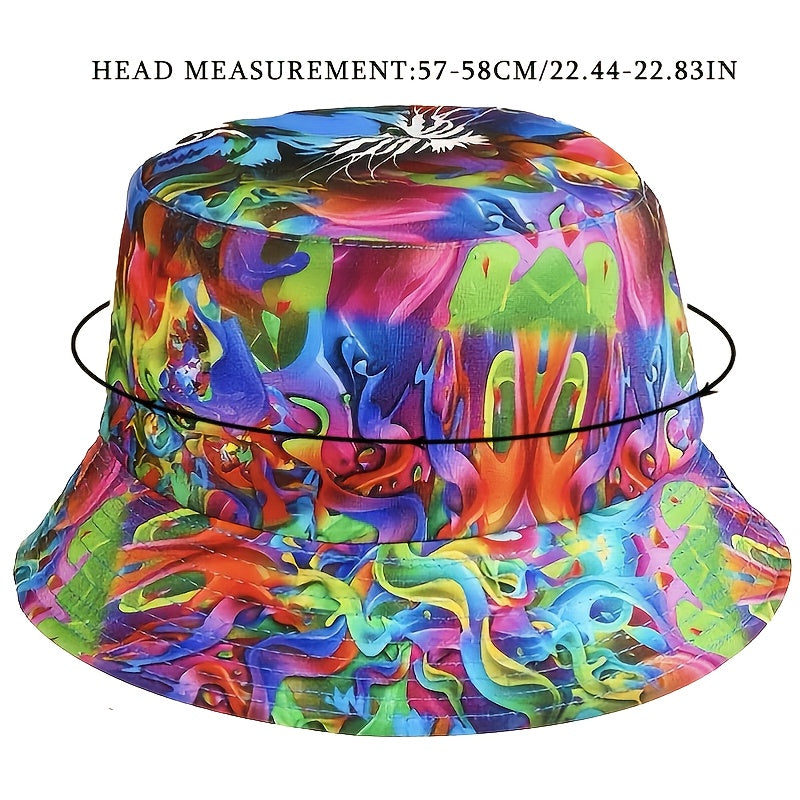 Vintage Print Windproof Sunshade Fisherman Hat For Couple