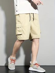 Men's Casual Cargo Shorts Outdoor Summer Drawstring Waist Pocket