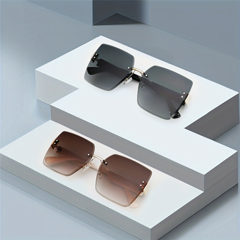 Square Rimless Sunglasses Gradient UV400 Sun Shades Summer Travel