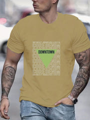 Retro Letter Print Men's Graphic Crew Neck Active T Shirt