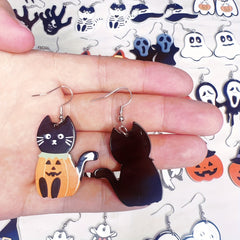 Halloween Dangle Earrings Set - Ghost Pumpkin Skull - Festive Party Decoration