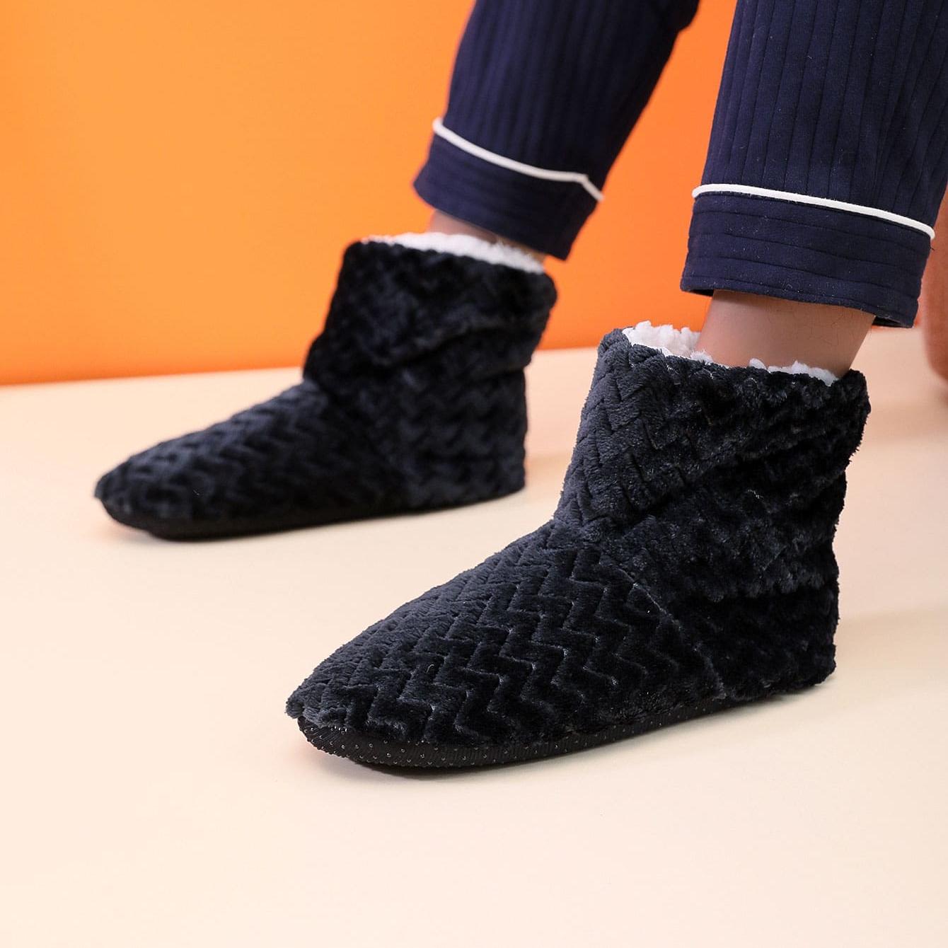 Men's Cozy Plush Bootie Slippers Winter Indoor Shoes