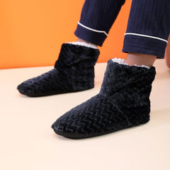 Men's Cozy Plush Bootie Slippers Winter Indoor Shoes