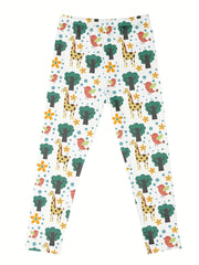Cartoon Rainbow Print Skinny Leggings, Soft Comfy Tights Pants