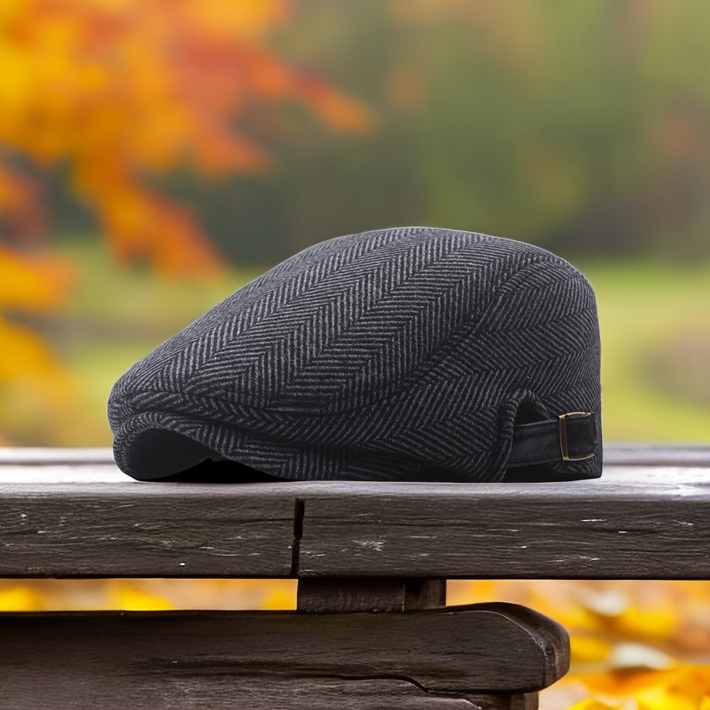 Men's Winter Thickened Beret Adjustable Hat Painter Newsboy Cap