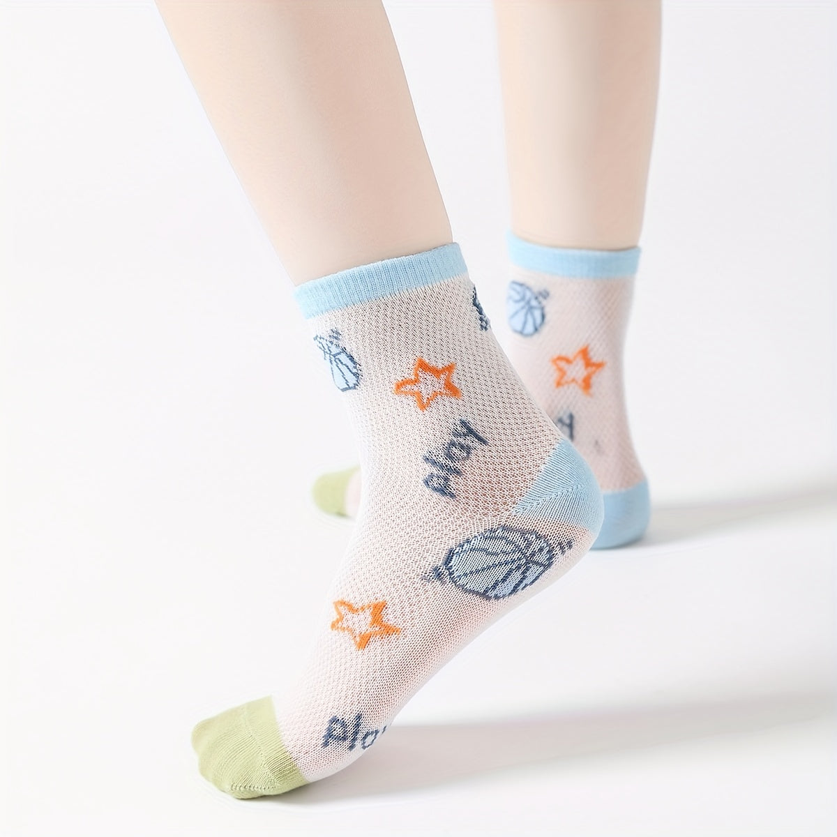 5 Pairs Basketball Graphic Print Breathable Socks for Boys/Girls Teen