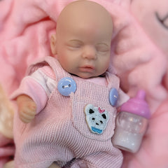 6 Inch Soft Silicone Reborn Girl Doll with Pink Closed Eyes