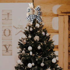Christmas Tree Decoration Bow Linen Red Plaid Ribbon Christmas Bow