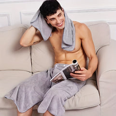 Soft Men's Bath Towel with Pocket Sauna Skirt for Shower and Bathing