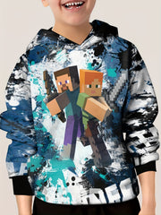 Pixel Warrior Print Hoodie Boys Comfy Sweatshirt