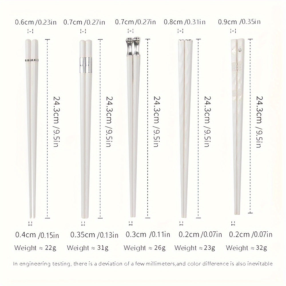 5 Pairs Reusable Metal Chopsticks for Outdoor and Home Use