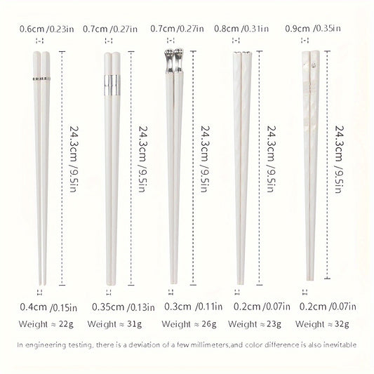5 Pairs Reusable Metal Chopsticks for Outdoor and Home Use