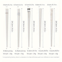 5 Pairs Reusable Metal Chopsticks for Outdoor and Home Use