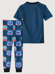 Boys Truck Cartoon Pajamas Set Short Sleeve Top & Trousers