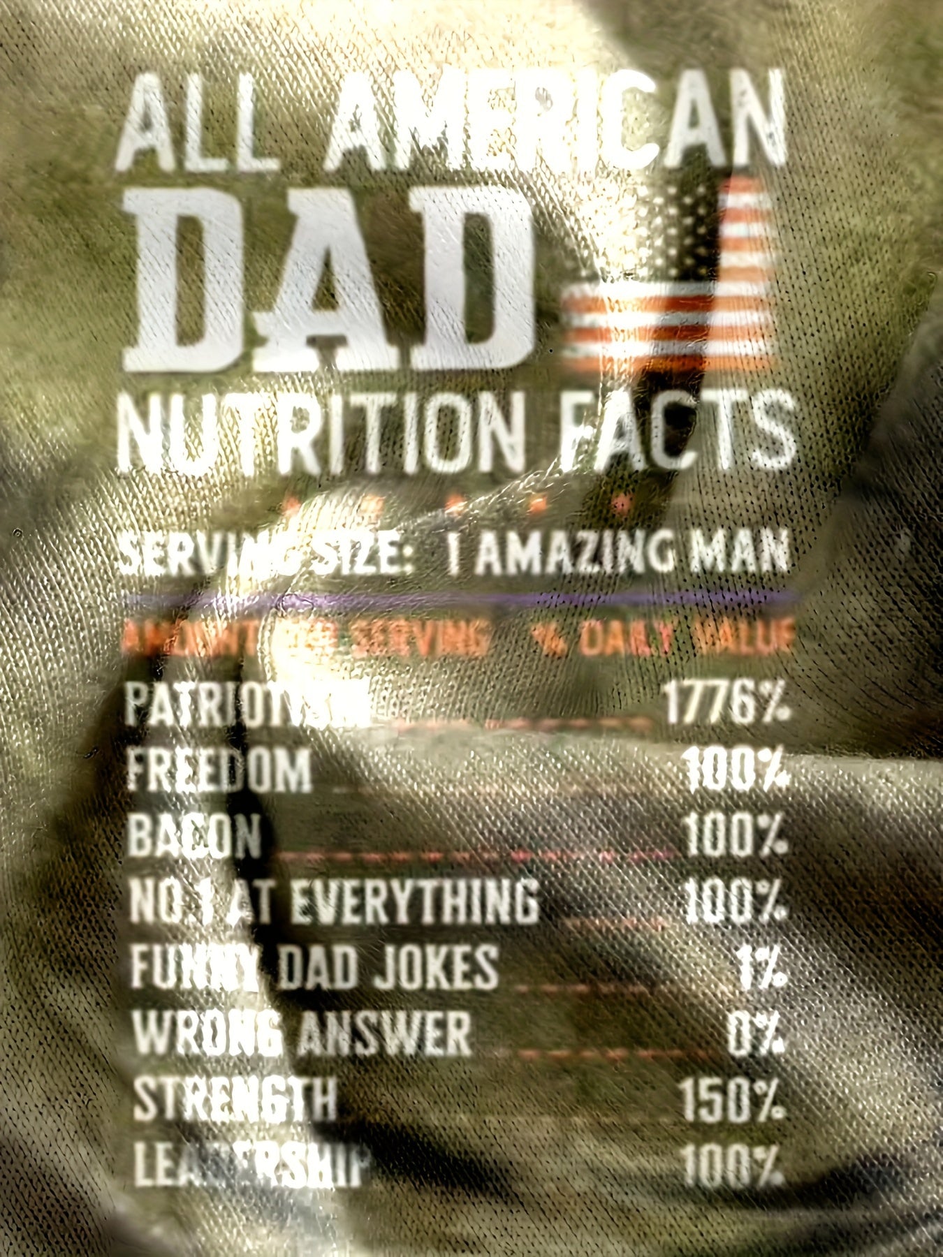 Dad Nutrition Facts Tee Men's Short Sleeve T-shirt Print Graphic Summer Clothes